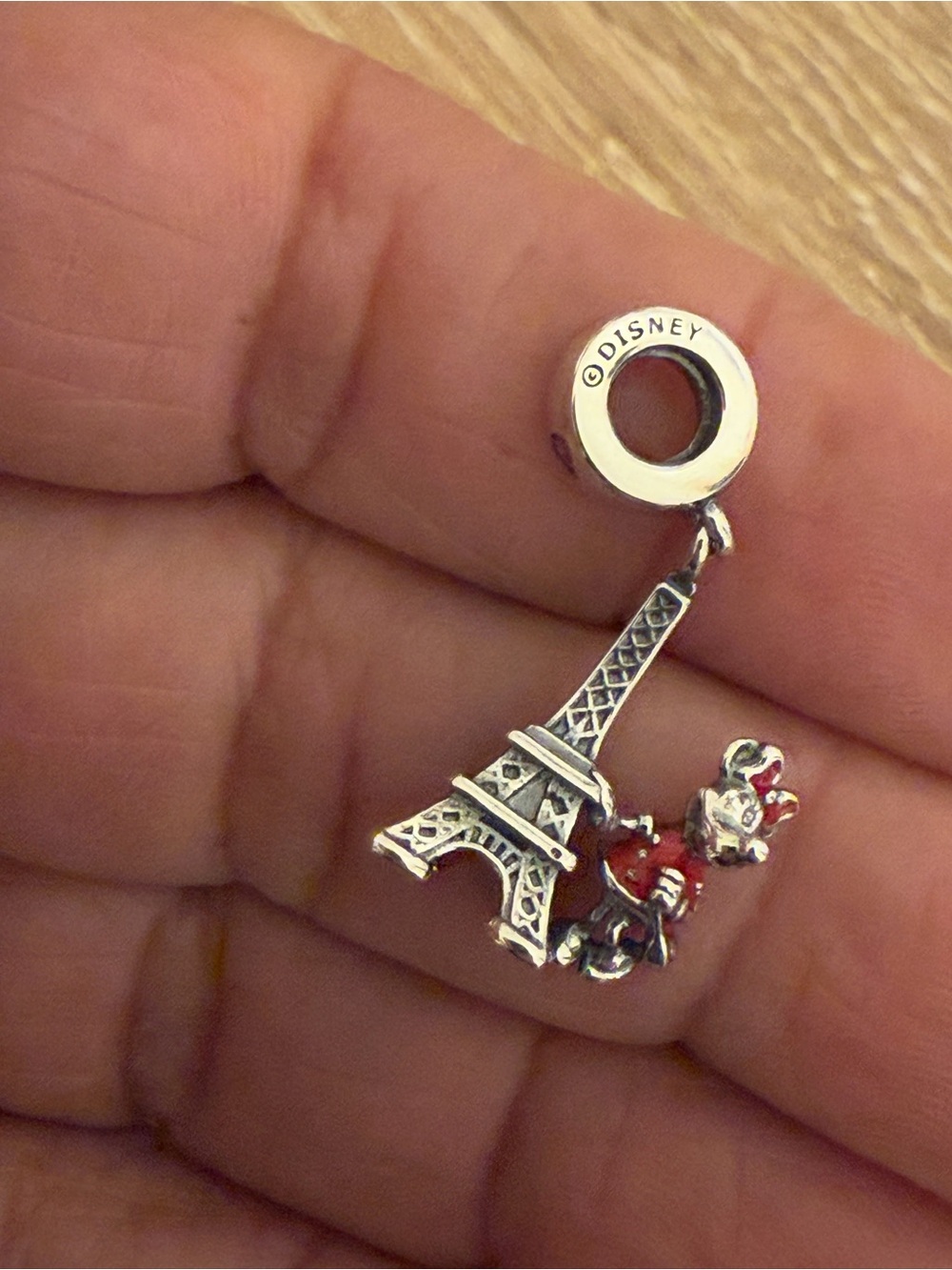 Disney Silver Eiffel Tower Charm with Red Minnie Accent